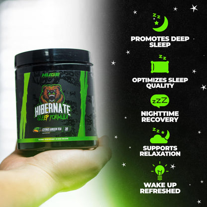 Hibernate Sleep Supplement, Complete & Optimally Dosed Sleep Recovery Formula, Relax & Unwind, Includes GABA, Valerian Root, Melatonin, 5-HTP & More (30 Servings) (BlackBerry Lemonade)