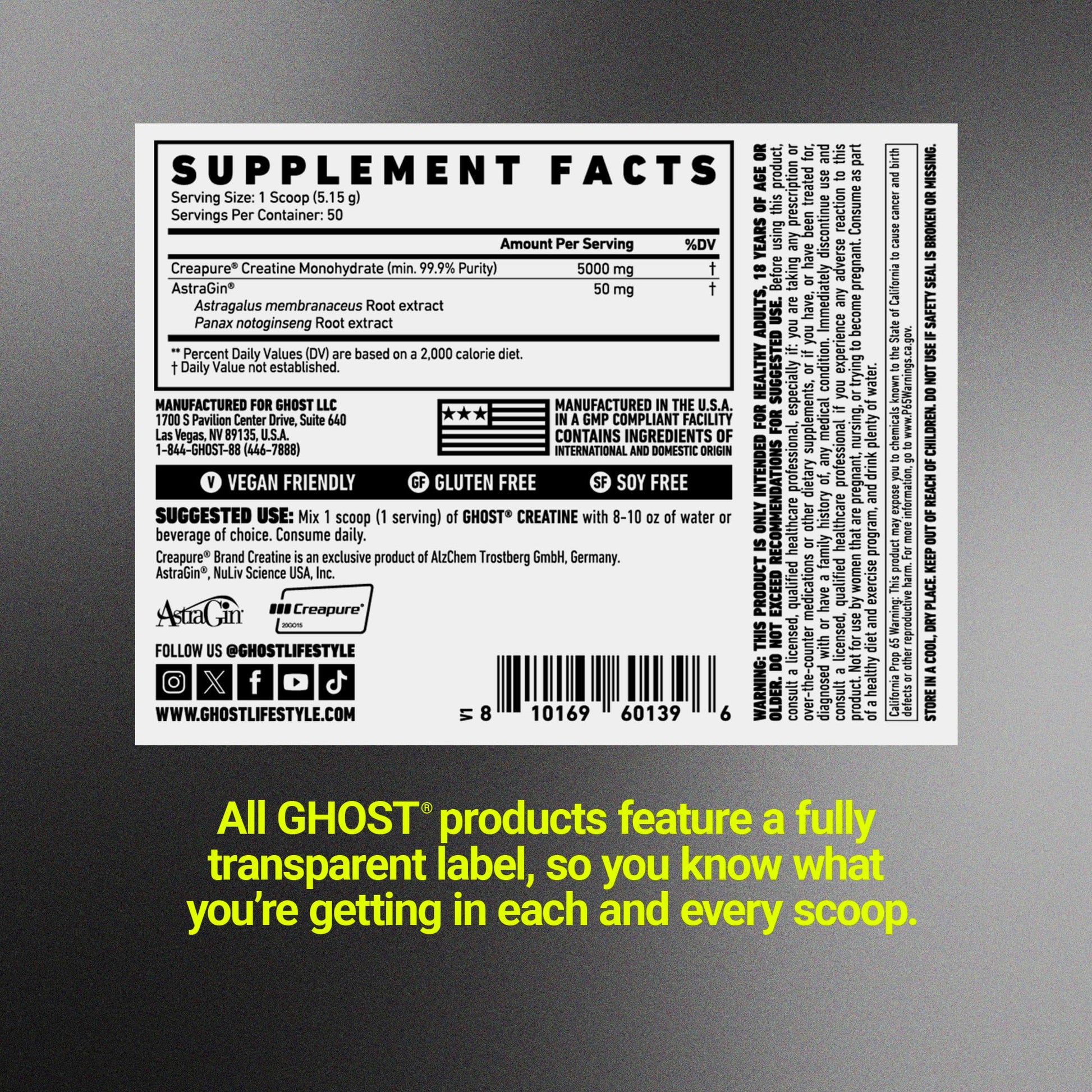 GHOST Basics Creatine Monohydrate Powder for Men & Women – 5G Creapure Creatine Workout Supplement for Muscle Gain – Vegan, Soy Free & Gluten Free - 50 Servings GHOST buy australia supplements