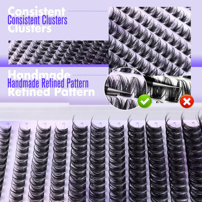 Pawotence Lash Clusters Wispy Kira Cluster Eyelash Extensions 10-18mm Individual Lashes DIY Cluster Lashes Extension Soft Comfortable Eyelash Clusters with Thin Band Pawotence