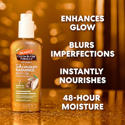 Palmer's Cocoa Butter Formula Shimmer Body Oil with Vitamin E, 5.1 Fl Oz, Radiance Body Oil for Glowing Skin Palmer's
