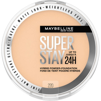 Maybelline Super Stay Up to 24HR Hybrid Powder-Foundation, Medium-to-Full Coverage Makeup, Matte Finish, 220, 1 Count MAYBELLINE
