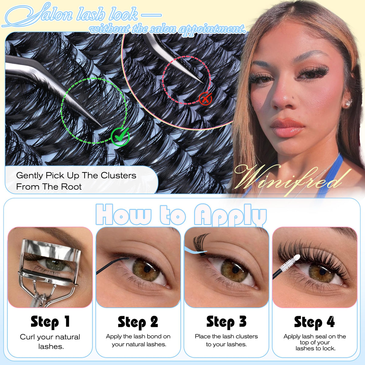 Lash Clusters Kit 640PCS Wispy Eyelash Clusters Kit Natural 30D 40D 50D 60D Winifred