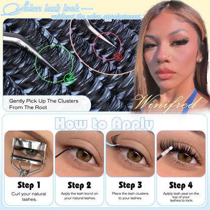Lash Clusters Kit 640PCS Wispy Eyelash Clusters Kit Natural 30D 40D 50D 60D Winifred