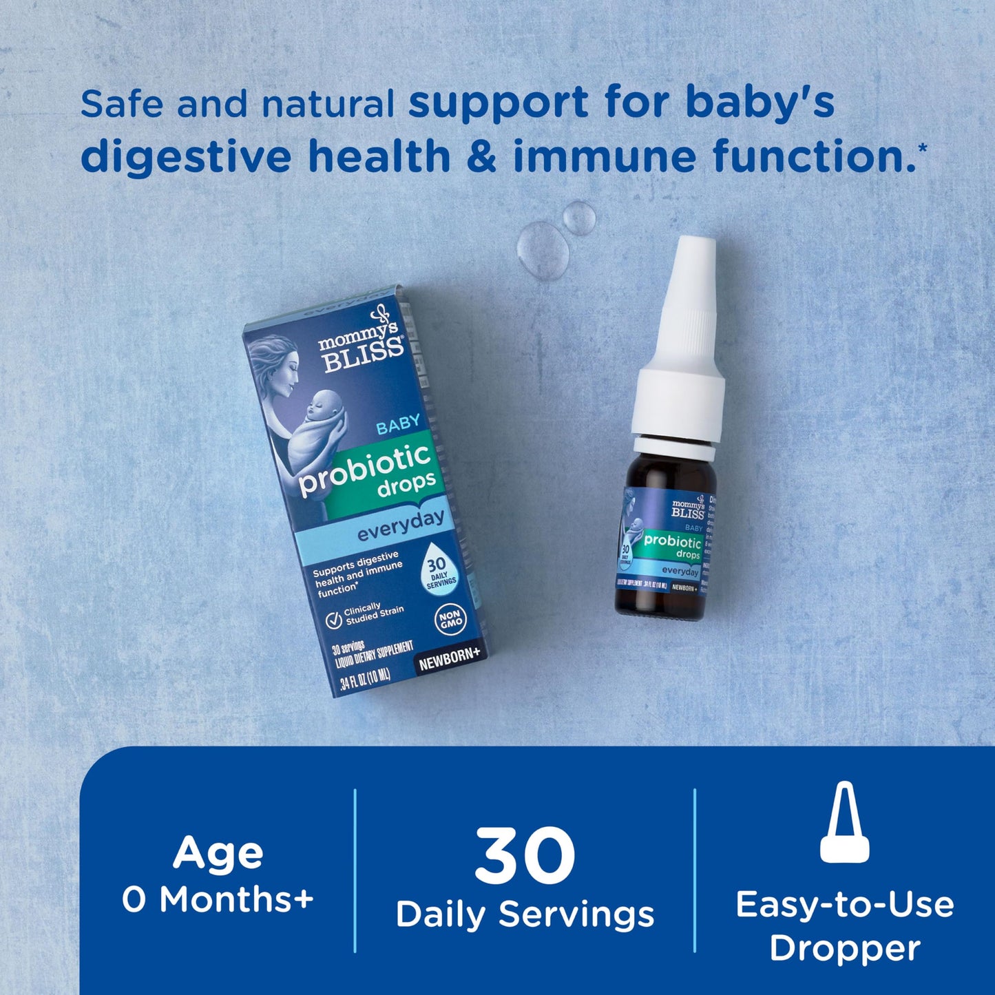 Mommy's Bliss Baby Probiotic Drops Everyday - Gas, Constipation, Colic Symptom Relief - Newborns & Up Mommy's Bliss