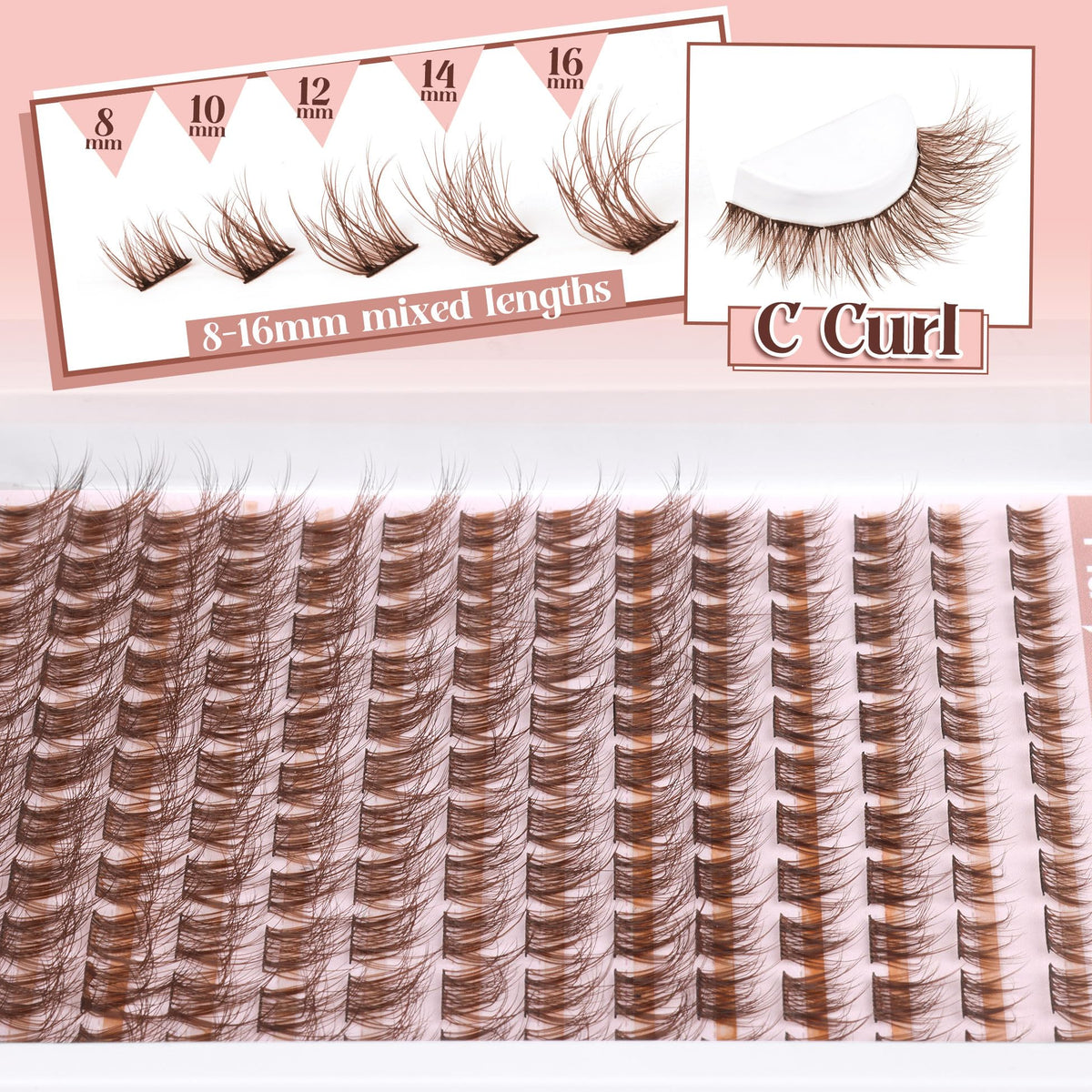 Brown Lash Clusters Natural Lash Extensions Wispy Eyelash Clusters 154 Pcs C-Curly Lashes Clusters for Everyday Wear Beginner Friendly Dark Brown Cluster Eyelash Extensions by Mavphnnee Mavphnee