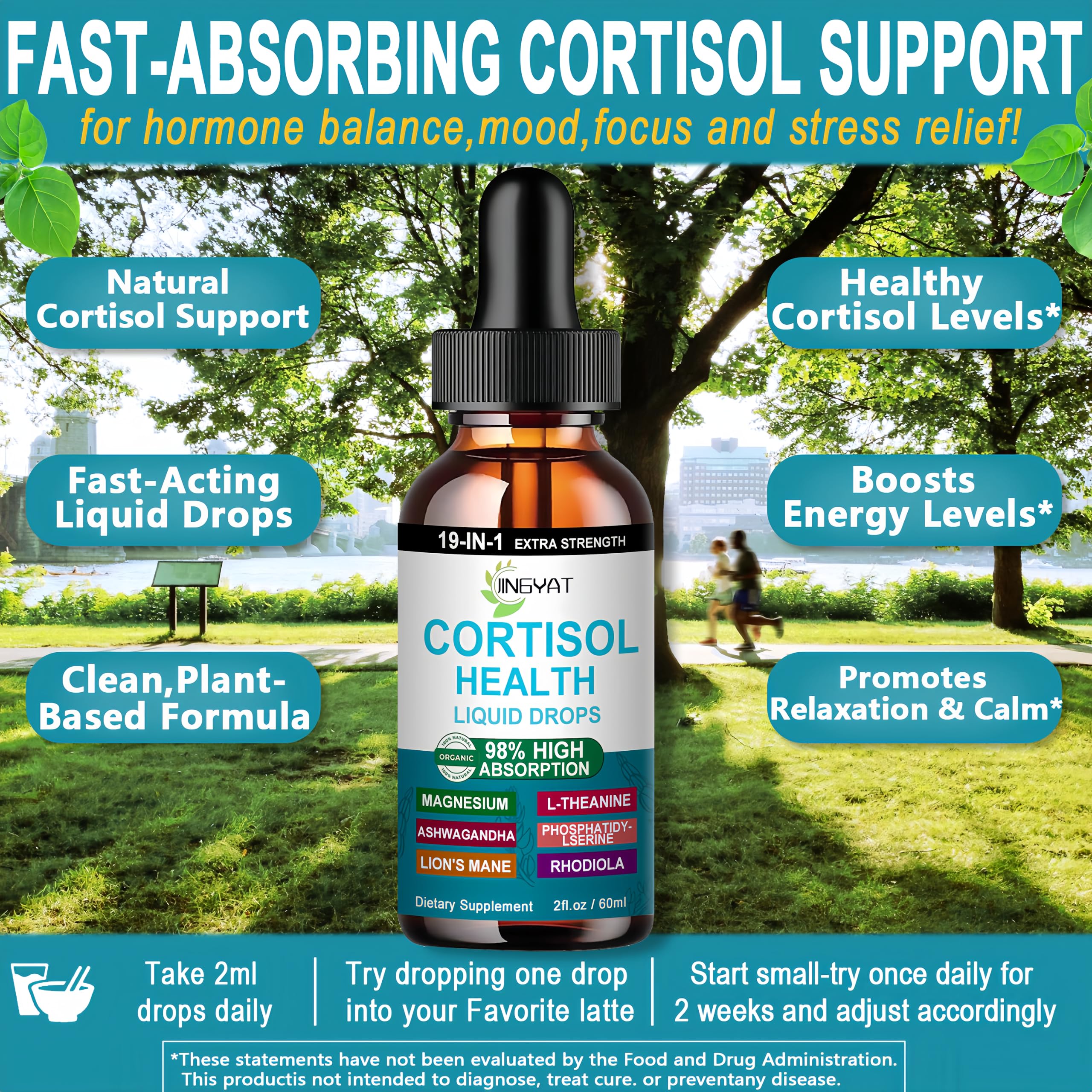 Cortisol Supplements for Women,19-in-1 Cortisol Supplement Liquid Drops w/Magnesium,L-Theanine,Ashwagandha,Omega-3, High Absorption Hormone Balanced for Women Drops - Sleep Focus Mood, Non-GMO JINGYAT buy australia supplements
