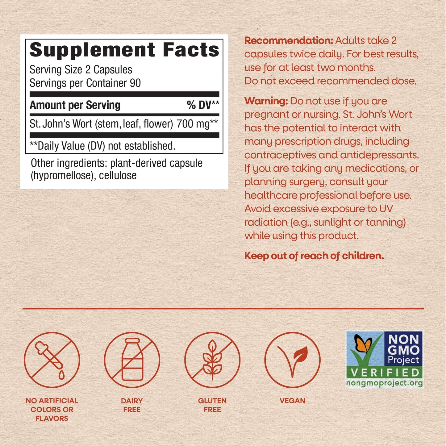 Nature’s Way St. John’s Wort Capsules, Herbal Supplement Promotes a Positive Outlook*, 700 mg per 2-capsule serving Nature's Way