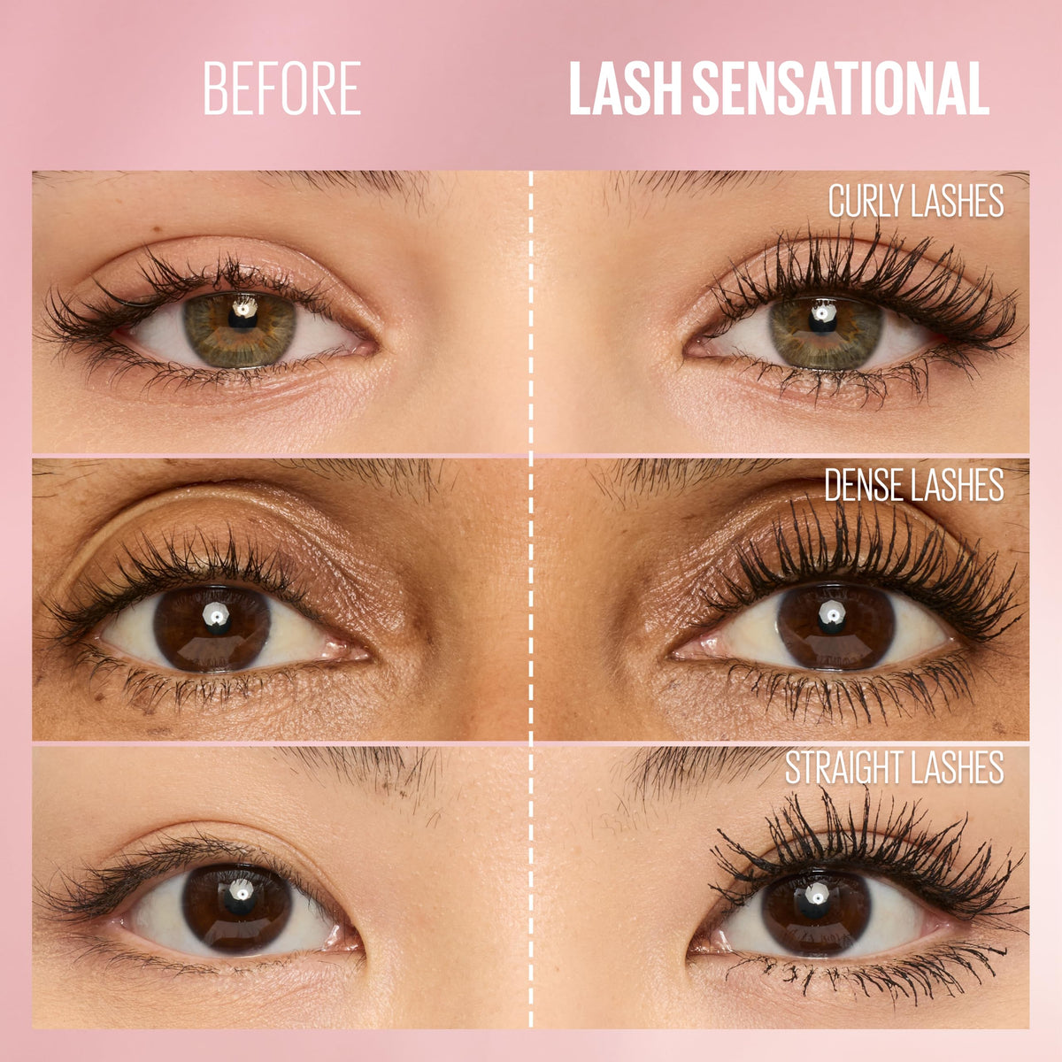 Maybelline Lash Sensational Washable Mascara, Lengthening and Volumizing for a Full Fan Effect, Blackest Black, 1 Count MAYBELLINE