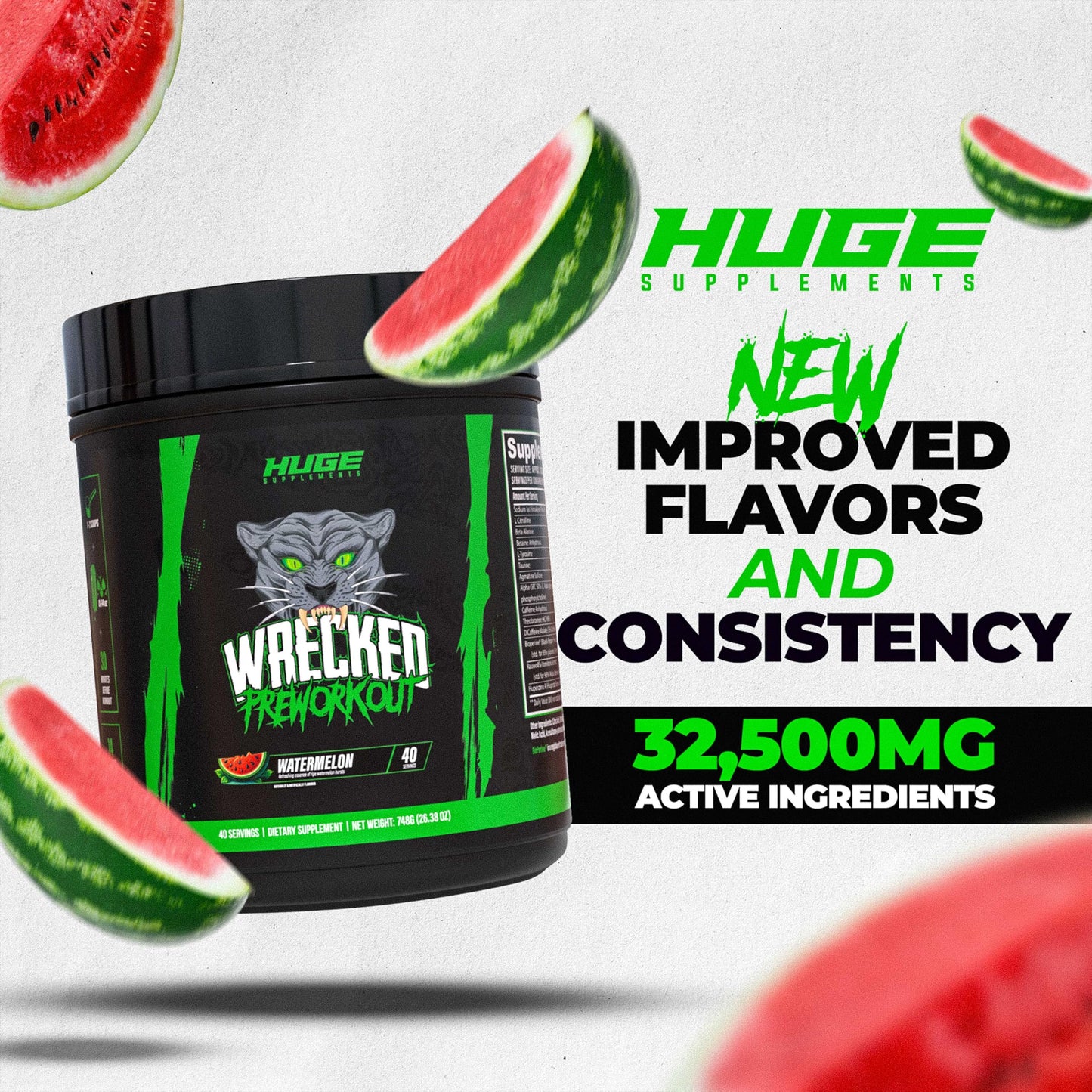Wrecked Pre Workout Powder, Advanced Formula, Boosts Energy, Focus, Pumps & Performance, 10g L-Citrulline, 6.4g Beta Alanine, 5g Tyrosine, 1g Alpha GPC, 375mg Fast-Acting Caffeine & More (40 Servings)
