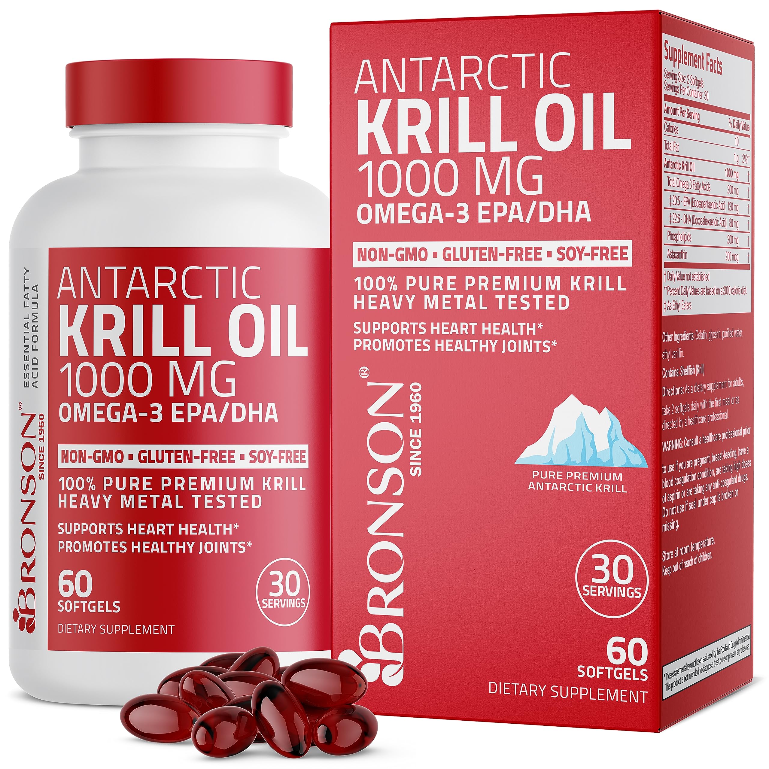 Bronson Antarctic Krill Oil 1000 mg with Omega-3s EPA, DHA, Astaxanthin Bronson buy australia supplements