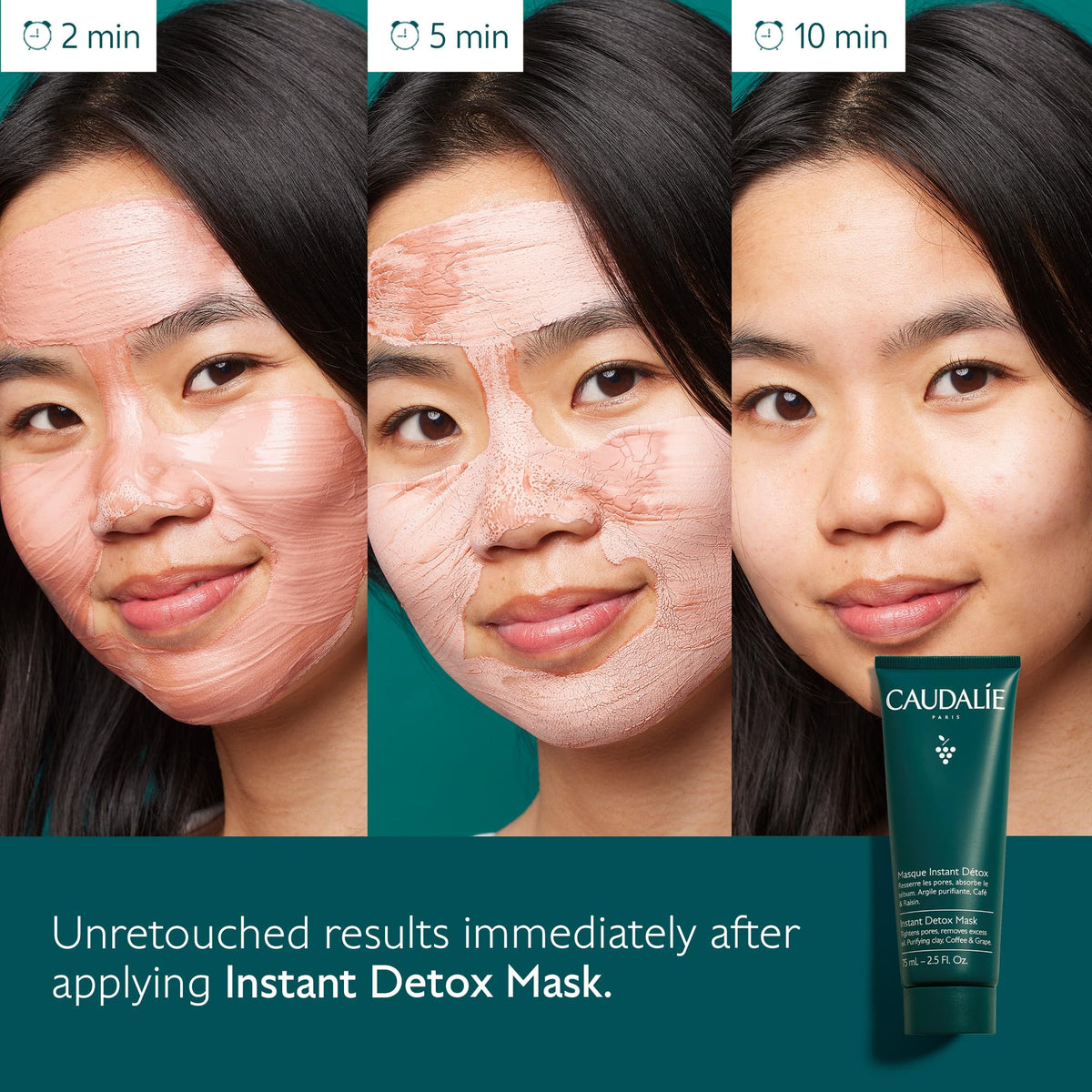 Caudalie Instant Detox Mask, Pore Minimizing Pink Clay Face Mask - 35 mL Caudalie