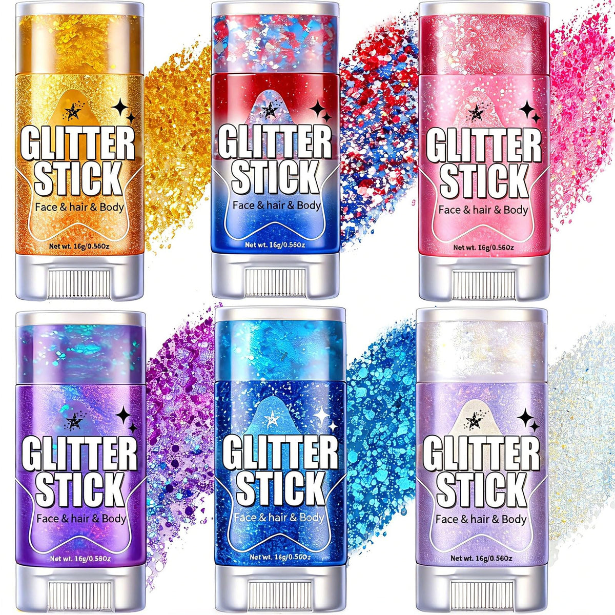 AROIC 6Pcs Body Glitter Stick, Sparkly Mermaid Face Glitter Makeup for Kids AROIC