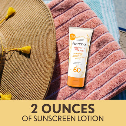 Aveeno Protect + Hydrate SPF 60 Face Sunscreen, Prebiotic Oat, 2 fl oz Aveeno