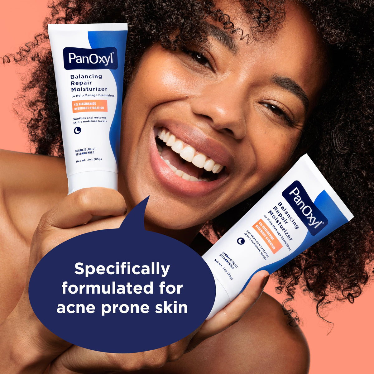 PanOxyl PM Balancing Repair Moisturizer with Niacinamide, Ceramides and Cica, Hydrating Face Moisturizer, Acne Prone Skin and Dry Skin, Non-Comedogenic Night Face Moisturizer, 3 oz PanOxyl