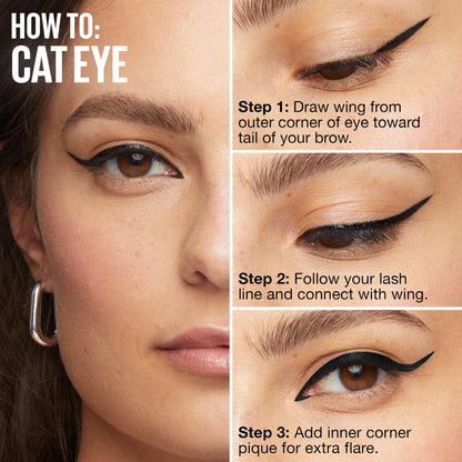 MAYBELLINE Tattoo Studio Dip-Ink Liquid Eyeliner, Waterproof Eyeliner With Up to 24 Hour Wear, Black Track, 1 Count MAYBELLINE