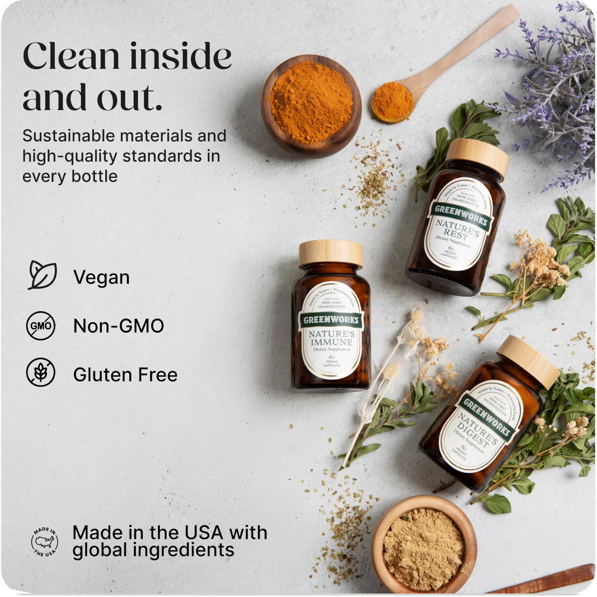 Greenworks Nature's Digest 10 Billion CFU Probiotic for Adults | Daily Gut Health Supplement with Saccharomyces Boulardii, Psyllium Husk, Bromelain, Greenworks