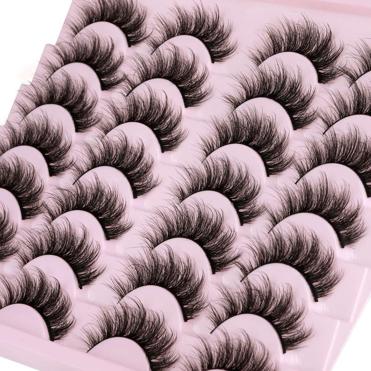 14 Pairs Wispy Mink Lashes False Eye Lashes Natural Look 5D Volume 16mm Fake Eyelashes Pack by TNFVLONEINS TNFVLONEINS