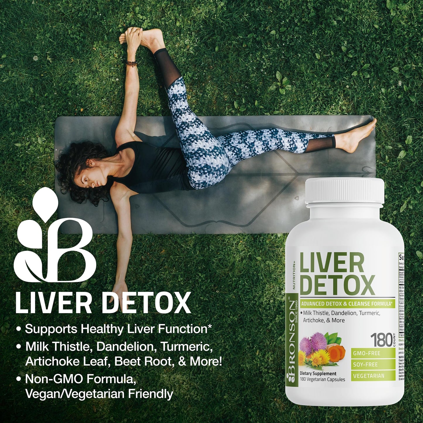 Bronson Liver Detox Advanced Detox & Cleansing Formula Supports Health Liver Function with Milk Thistle, Dandelion Extract, Turmeric, Artichoke Leaf & More Bronson