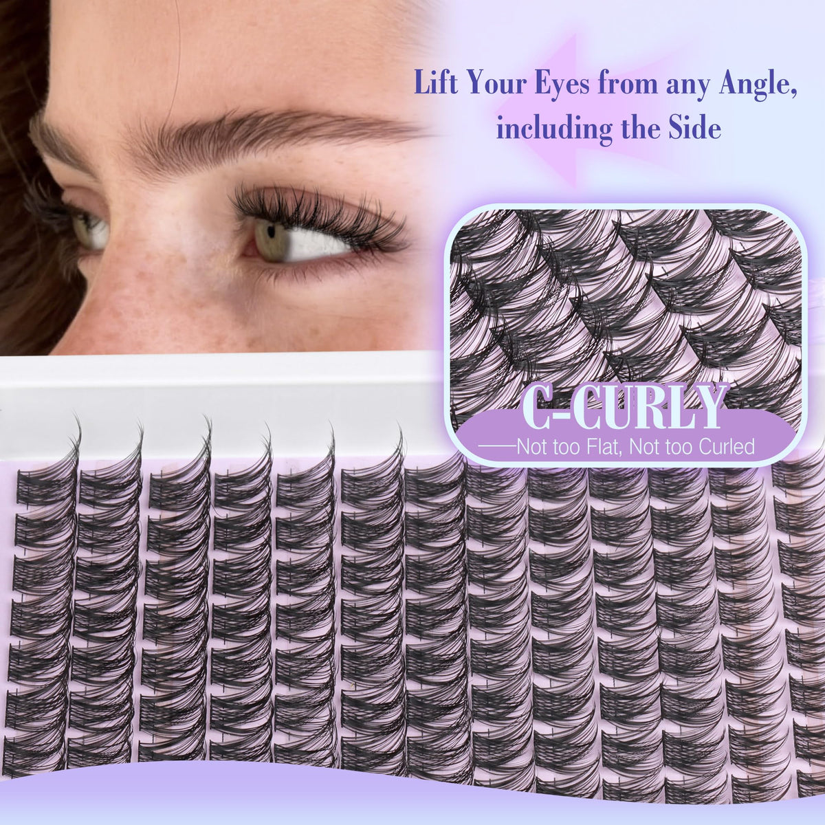 Lash Clusters Kit Wispy Natural Cluster Eyelash Extension Kit DIY Lash Extension Kit C-curly 10-16MM Eyelash Clusters Volume Individual Lashes Kit by Newcally Newcally