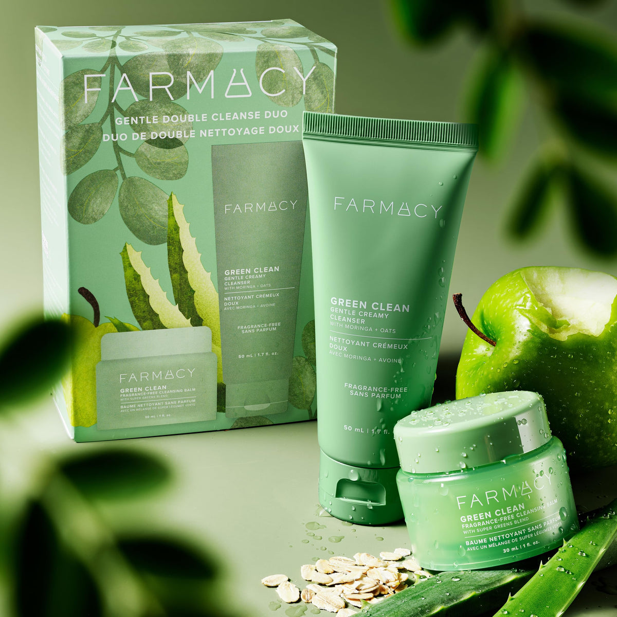 Farmacy Gentle Double Cleanse Skincare Gift Set - Fragrance-Free Gentle Creamy Face Cleanser & Makeup Remover Cleansing Balm - Melts Away Makeup & Helps Promote Healthy Skin (2 Count) Farmacy