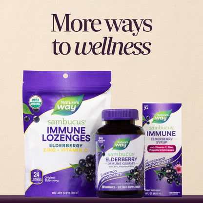 Nature’s Way Sambucus Elderberry Gummies, Immune Support Gummy for Adults & Kids Ages 4+ with Black Elderberry Extract, Vitamin C Nature's Way