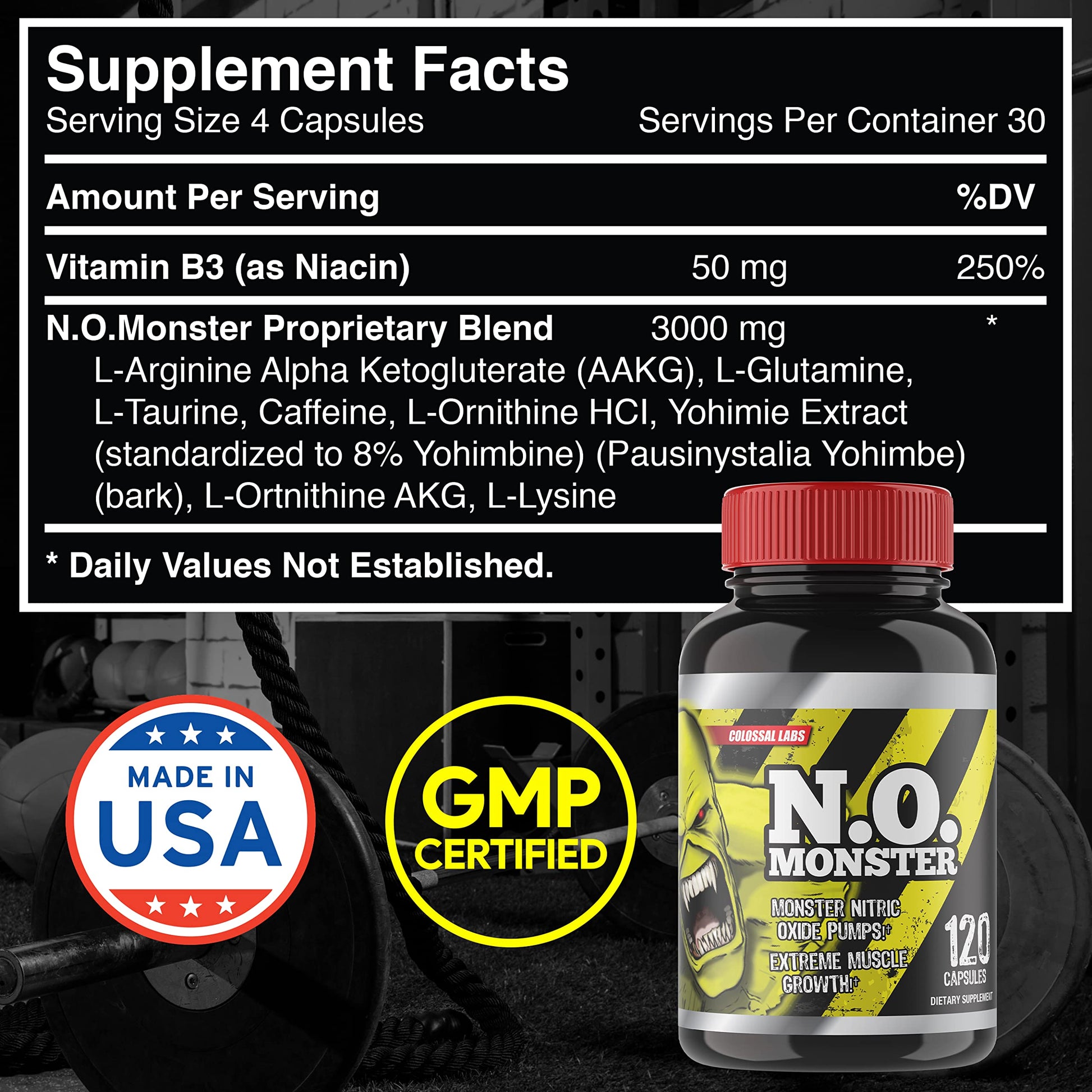 Colossal Labs Nitric Oxide Booster with L-Arginine, Extreme Pumps to Build Strength Goliath Labs buy australia supplements