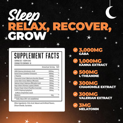 Hibernate Sleep Supplement, Complete & Optimally Dosed Sleep Recovery Formula, Relax & Unwind, Includes GABA, Valerian Root, Melatonin, 5-HTP & More (30 Servings) (BlackBerry Lemonade)