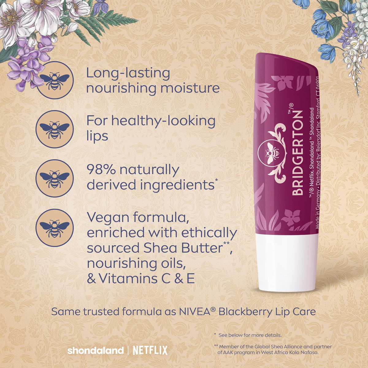 NIVEA Blackberry Pie Lip Care, Bridgerton Design Lip Balm, 0.17 OZ NIVEA