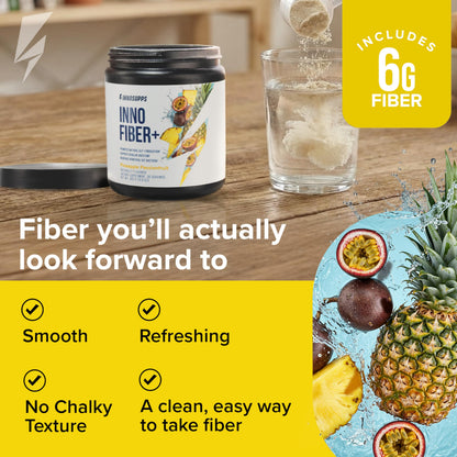 Inno Fiber+ 6g Daily 3-in-1 Fiber Supplement + Prebiotic, Probiotic, and Postbiotic for Men & Women, Supports Digestive Health, Gut Health, 30 Servings