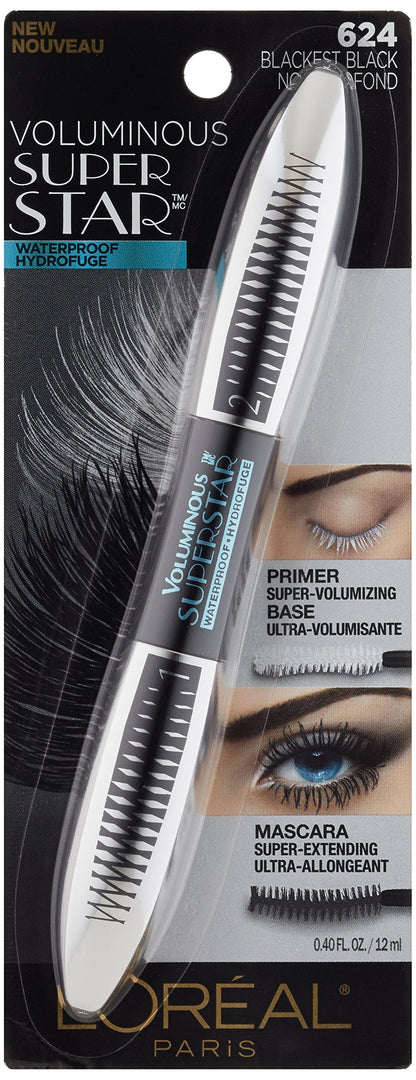 L'Oreal Paris Cosmetics Voluminous Superstar Mascara, Waterproof, Blackest Black, 0.41 Fl. Oz, 1 Count L'Oreal Paris