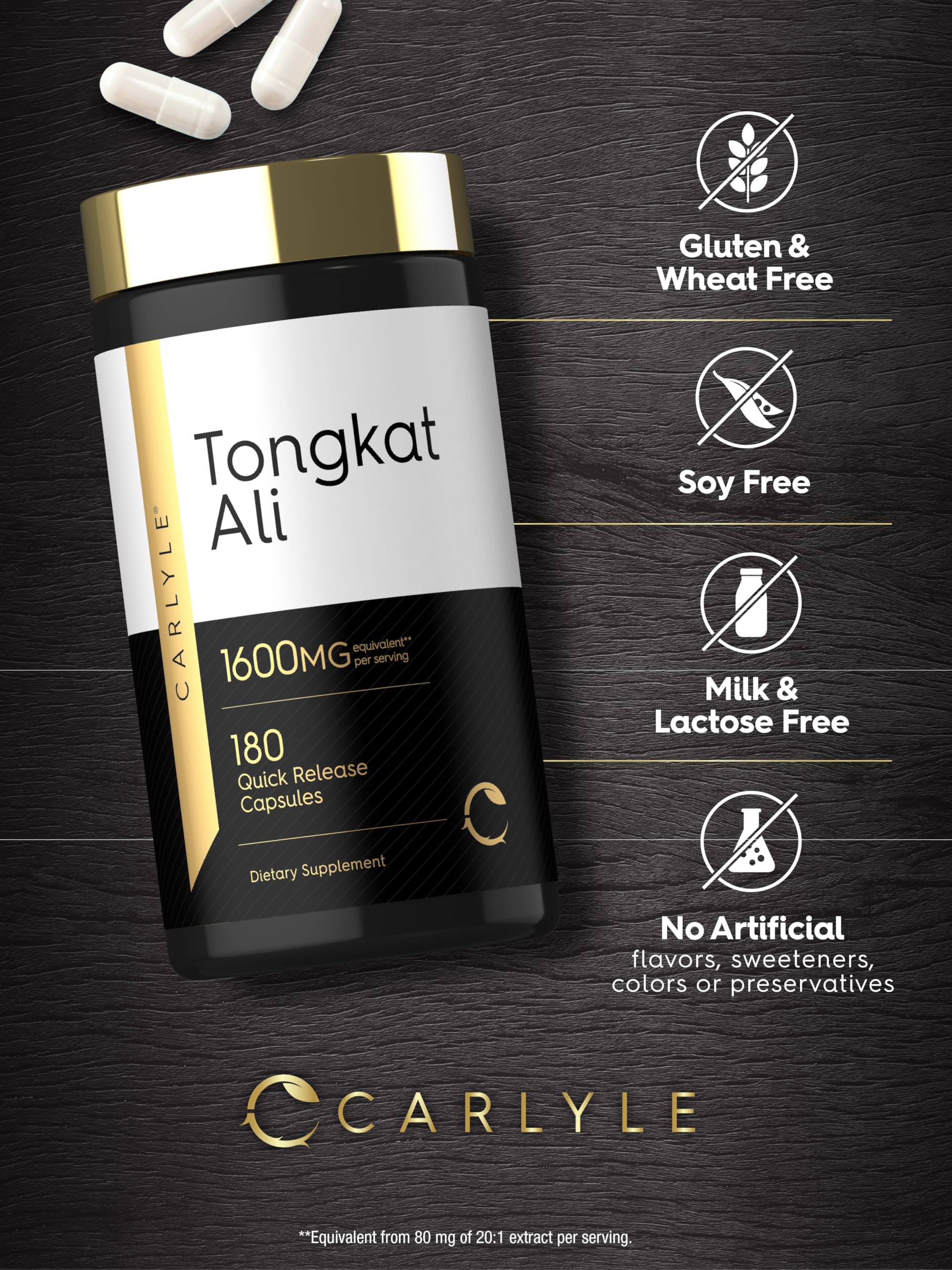 Carlyle Tongkat Ali | 180 Quick Release Capsules | Non-GMO and Gluten Free Supplement Carlyle buy australia supplements