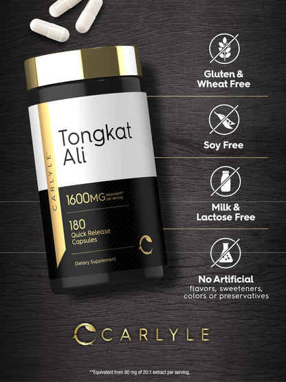 Carlyle Tongkat Ali | 180 Quick Release Capsules | Non-GMO and Gluten Free Supplement Carlyle