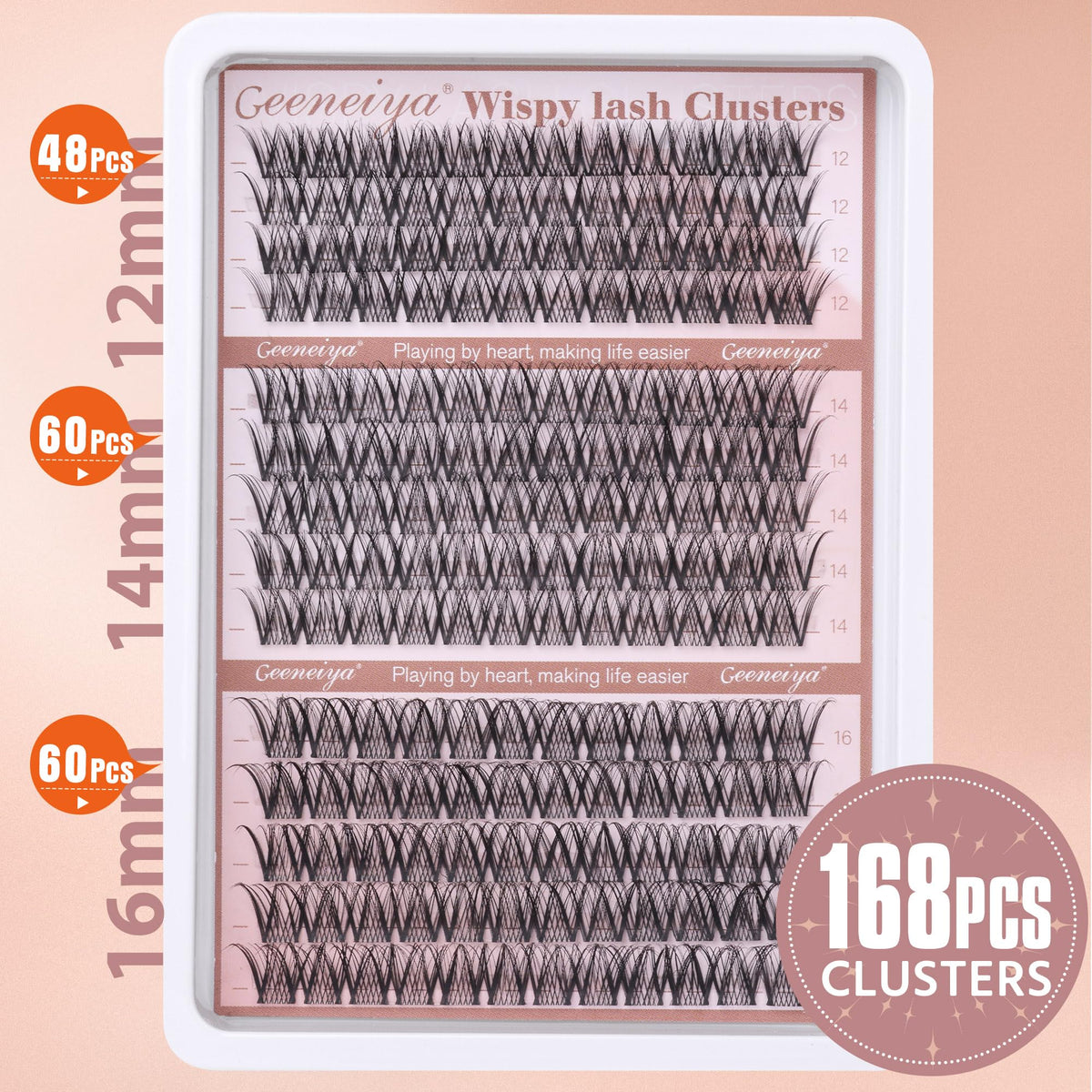Medium Lash Clusters Short Wispy C Curl Eyelash Clusters 12-16MM Individual Eyelashes Natural Cluster Eyelash Extensions Natural Looking Cluster Lashes by Geeneiya (C Curl,12-14-16) Geeneiya