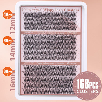 Medium Lash Clusters Short Wispy C Curl Eyelash Clusters 12-16MM Individual Eyelashes Natural Cluster Eyelash Extensions Natural Looking Cluster Lashes by Geeneiya (C Curl,12-14-16) Geeneiya