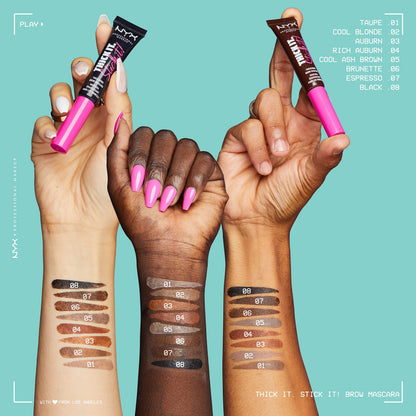 NYX PROFESSIONAL MAKEUP Thick It Stick It Thickening Brow Mascara, Eyebrow Gel - Brunette NYX PROFESSIONAL MAKEUP