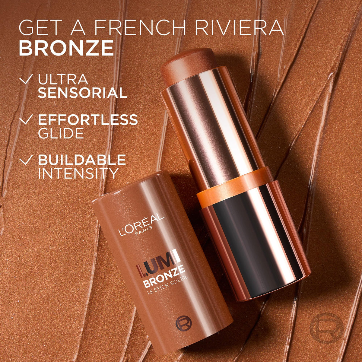 L'Oreal Paris Lumi Bronze Le Stick Soleil Bronzer Stick, Cream-To-Powder Bronzer For A Sunkissed Face Makeup Glow, 110 Toasted Sunlight L'Oreal Paris