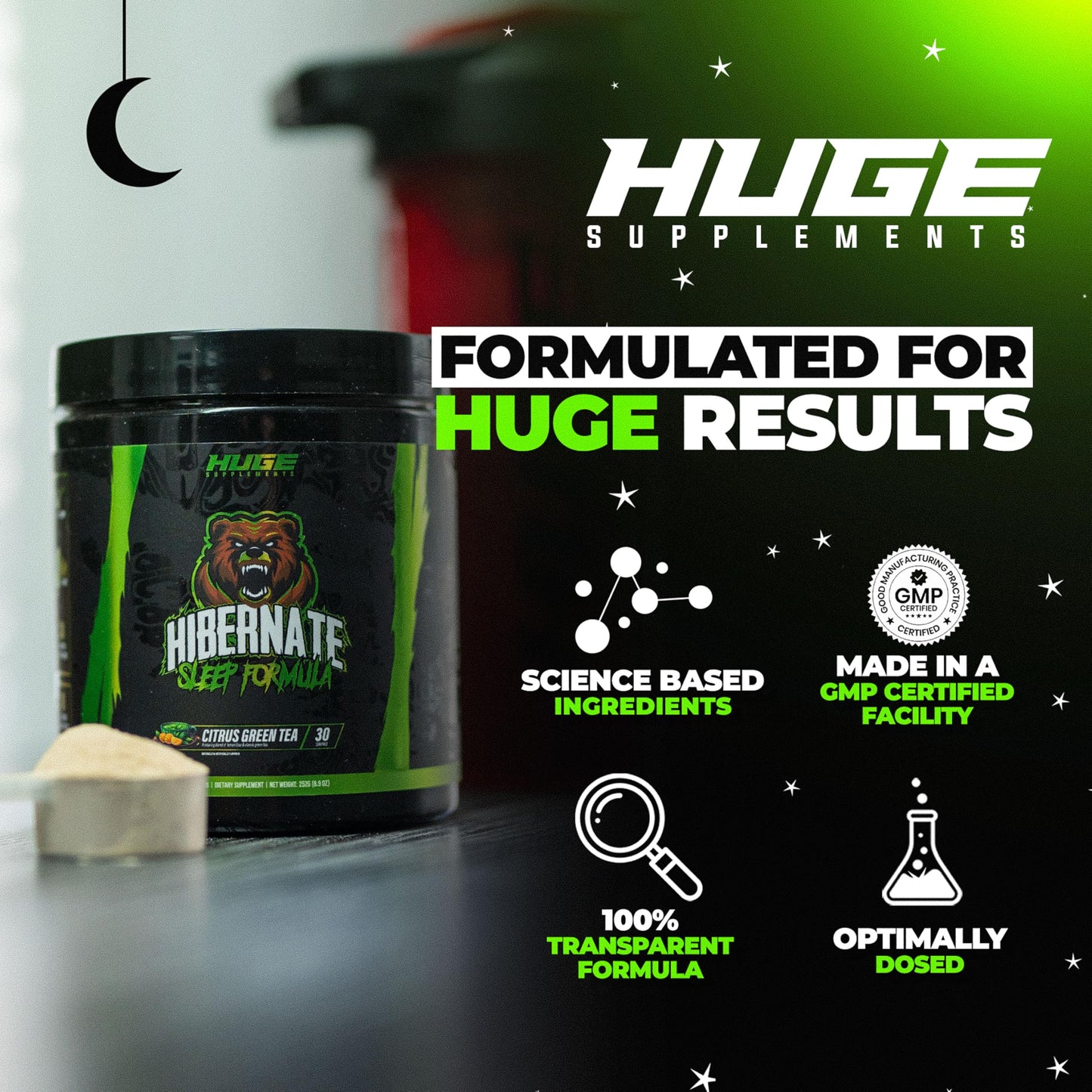 Hibernate Sleep Supplement, Complete & Optimally Dosed Sleep Recovery Formula, Relax & Unwind, Includes GABA, Valerian Root, Melatonin, 5-HTP & More (30 Servings) (BlackBerry Lemonade)