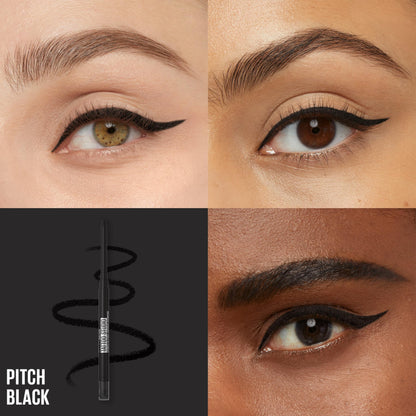 Maybelline Tattoo Studio Automatic Gel Pencil Waterproof Eyeliner, Blendable, Smudge Resistant, Matte Eyeliner For Up To 36HR Wear, Pitch Black (Smokey Black), Packaging May Vary MAYBELLINE