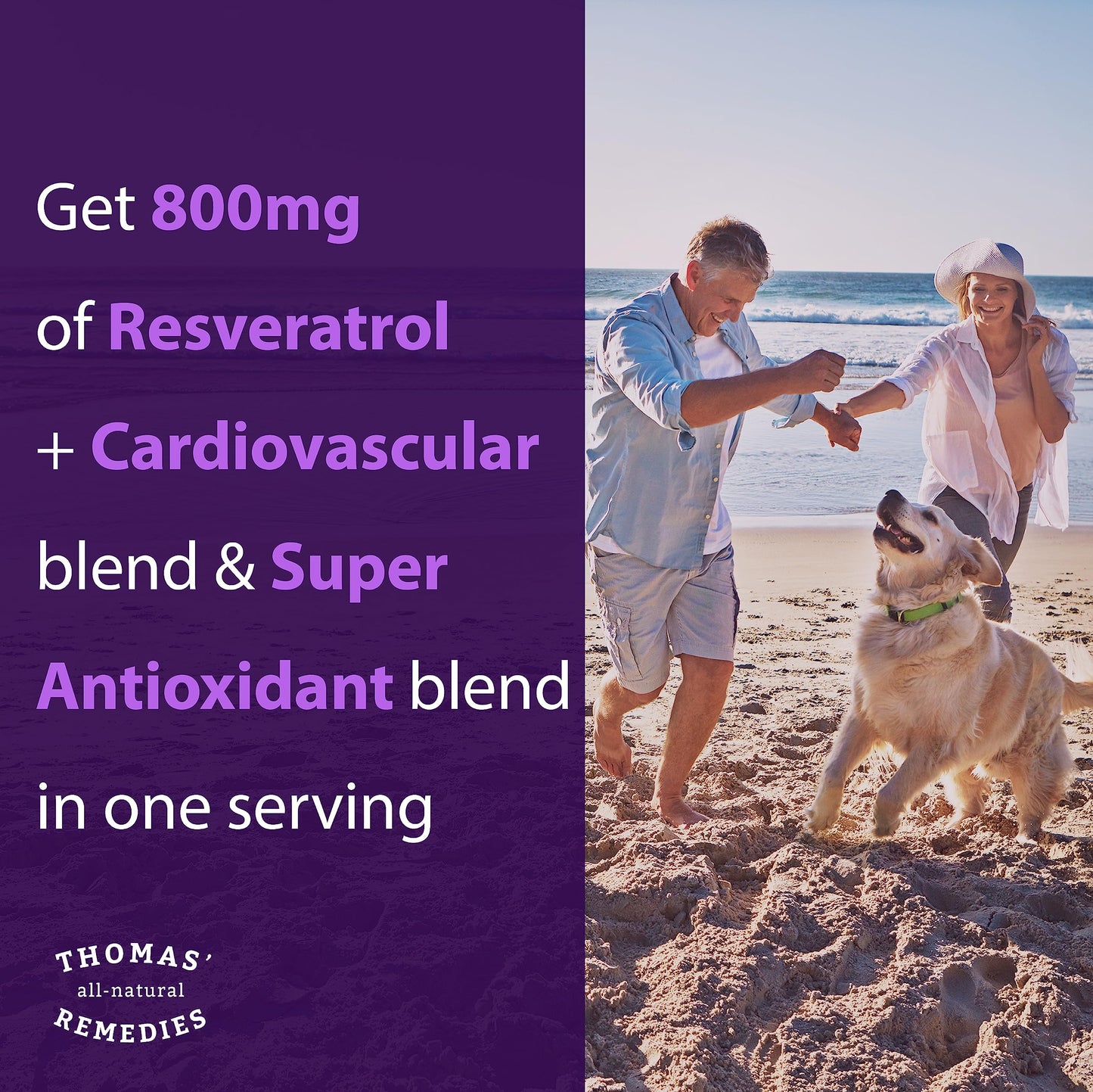 Thomas' all-natural Remedies Resveratrol 1600mg Organic Trans-Resveratrol Antioxidant Supplement with Organic Grape Seed Extract and Quercetin Thomas' all-natural Remedies