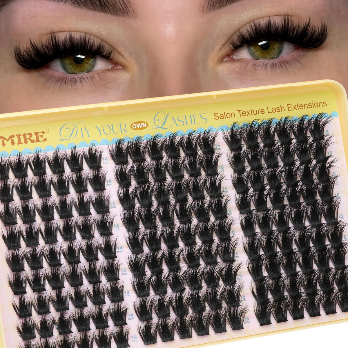 JIMIRE Manga Lash Clusters Wispy Fluffy Cluster Eyelash Extensions CC Curly 14-18MM Fluffy Eyelash Clusters Easy to Apply DIY Thick Volume Individual Lashes Extensions at Home 162Pcs Pack JIMIRE