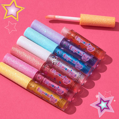 7pc Fruity Flavored Lip Gloss Set - Assorted Fruit Flavor-Great Gift Expressions girl