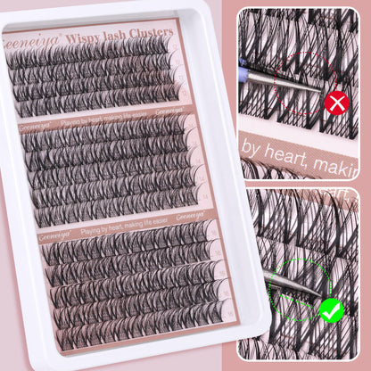 Medium Lash Clusters Short Wispy C Curl Eyelash Clusters 12-16MM Individual Eyelashes Natural Cluster Eyelash Extensions Natural Looking Cluster Lashes by Geeneiya (C Curl,12-14-16) Geeneiya
