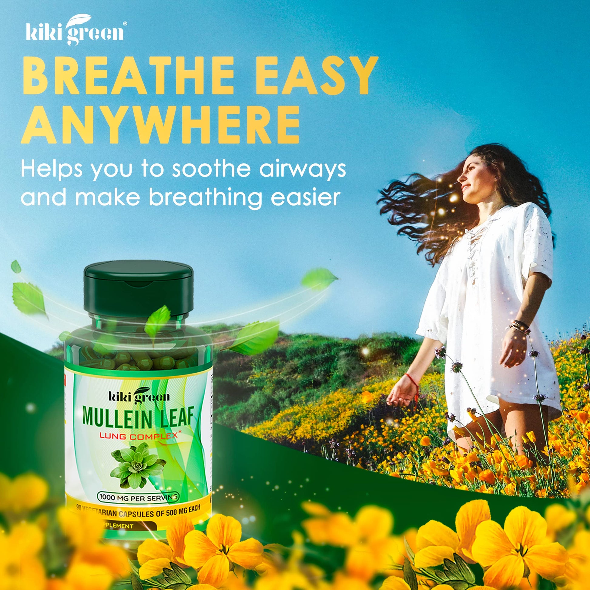 KIKI Green Mullein Leaf Extract Capsules - Herbal Respiratory Supplement - for Lung Cleans KIKI Green buy australia supplements