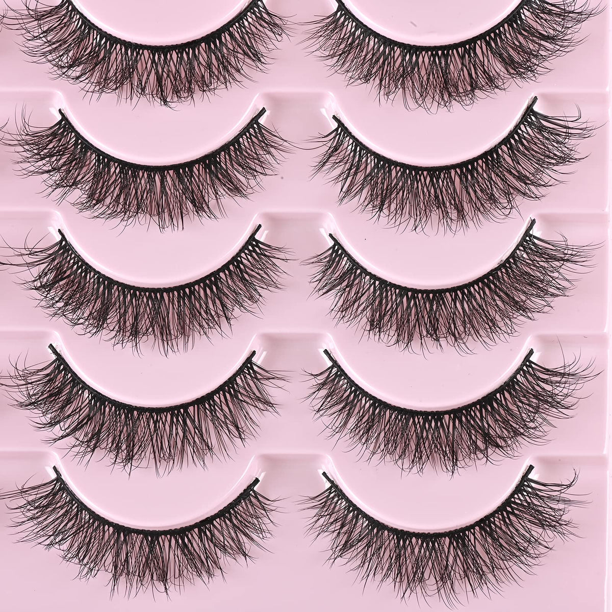 FARRED Natural Lashes Short Eyelashes Wispy False Mink Lash Pack 14 Pair Natural Look Fluffy Cat Eye Strip Eyelash Small Fake Lashes Full Pestañas Sets for MUA and Beginners Daily Makeup (F1 | 8-14mm) FARRED