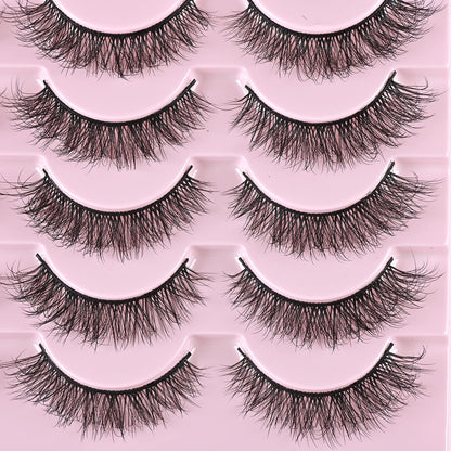 FARRED Natural Lashes Short Eyelashes Wispy False Mink Lash Pack 14 Pair Natural Look Fluffy Cat Eye Strip Eyelash Small Fake Lashes Full Pestañas Sets for MUA and Beginners Daily Makeup (F1 | 8-14mm) FARRED