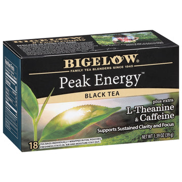 Bigelow Tea Peak Energy plus extra L-Theanine & Caffeine, 18 Count (Pack of 6), 108 Total Tea Bags Bigelow Tea buy australia supplements