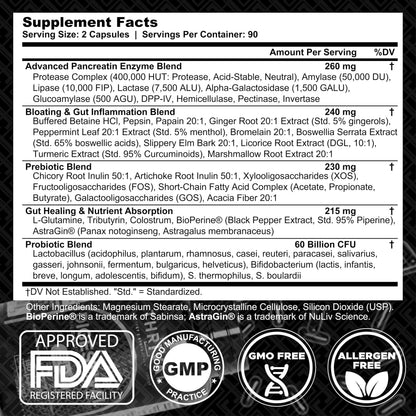 DIGESTIVAL 5-in-1 Gut Health Formula: Probiotics, Prebiotics, Enzymes, Gut Healing & Bloat Relief with 53 Ingredients, 60 Billion CFU, and Advanced Support for IBS, Thrival