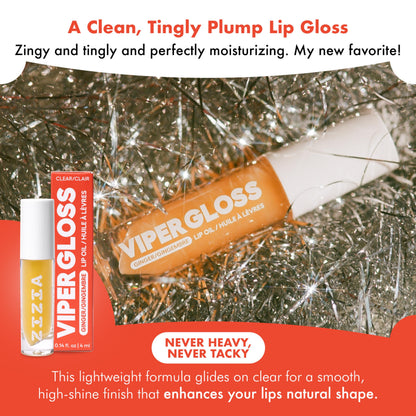 Zizia Viper Lip Gloss - Non-Sticky Finish, Hydrating Lip Oil, 0.14 fl oz Zizia Botanicals