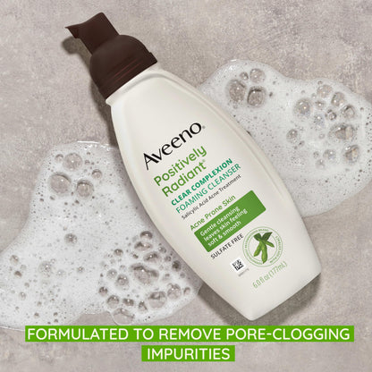 Aveeno Clear Complexion Foaming Oil-Free Facial Cleanser with Soy Extract & 0.5% Salicylic Acid, Acne Treatment Face Aveeno