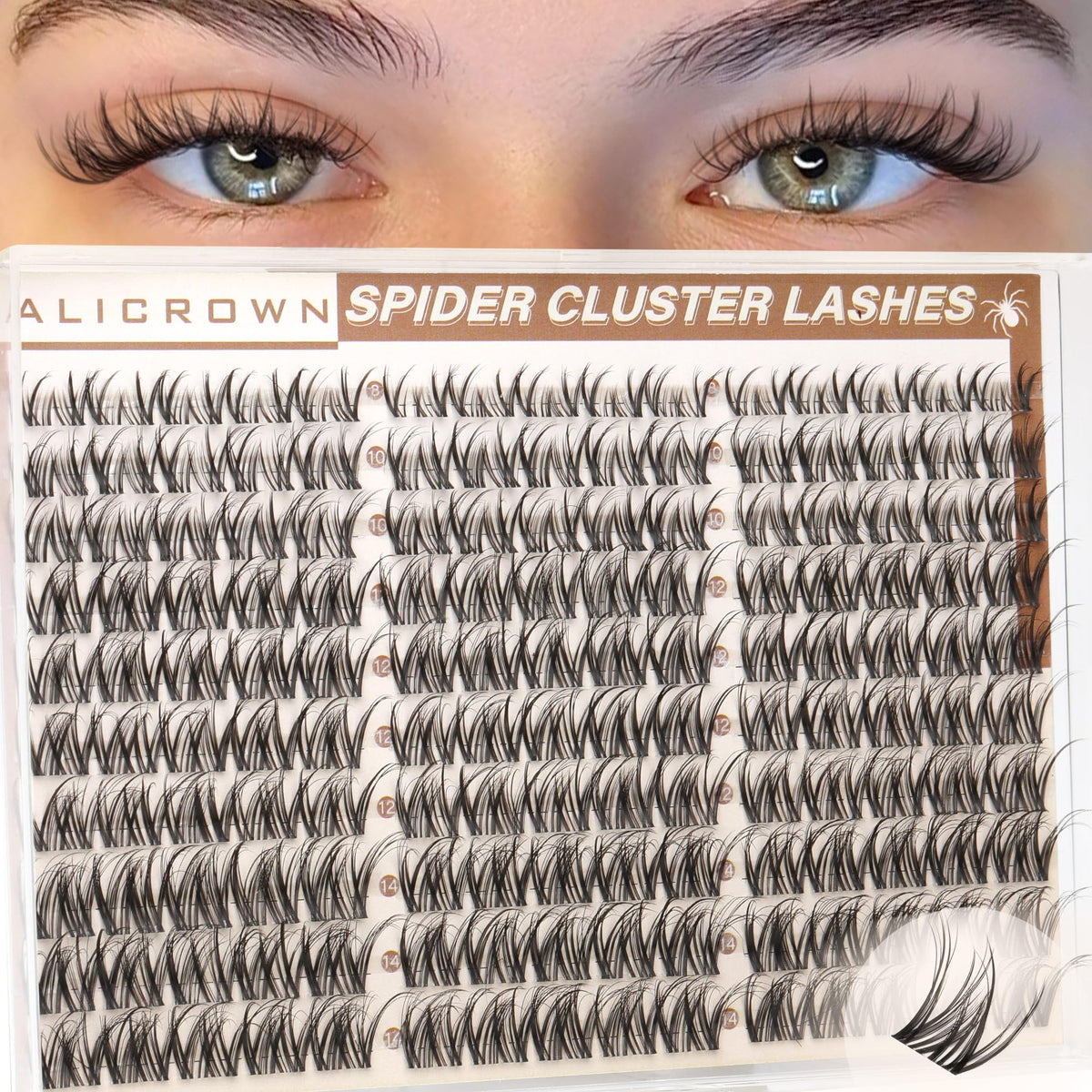 Spider Lash Clusters Breeze Wispy Eyelash Clusters D Curly Clusters Eyelash Extensions Natural 8-14MM Kim K Style Lash Extensions with Invisible Band for DIY at Home ALICROWN ALICROWN HAIR